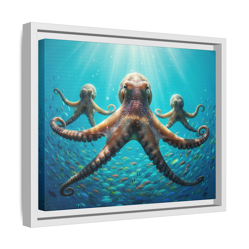 Framed Octopus Art Print — Vibrant Underwater Canvas Wall Decor