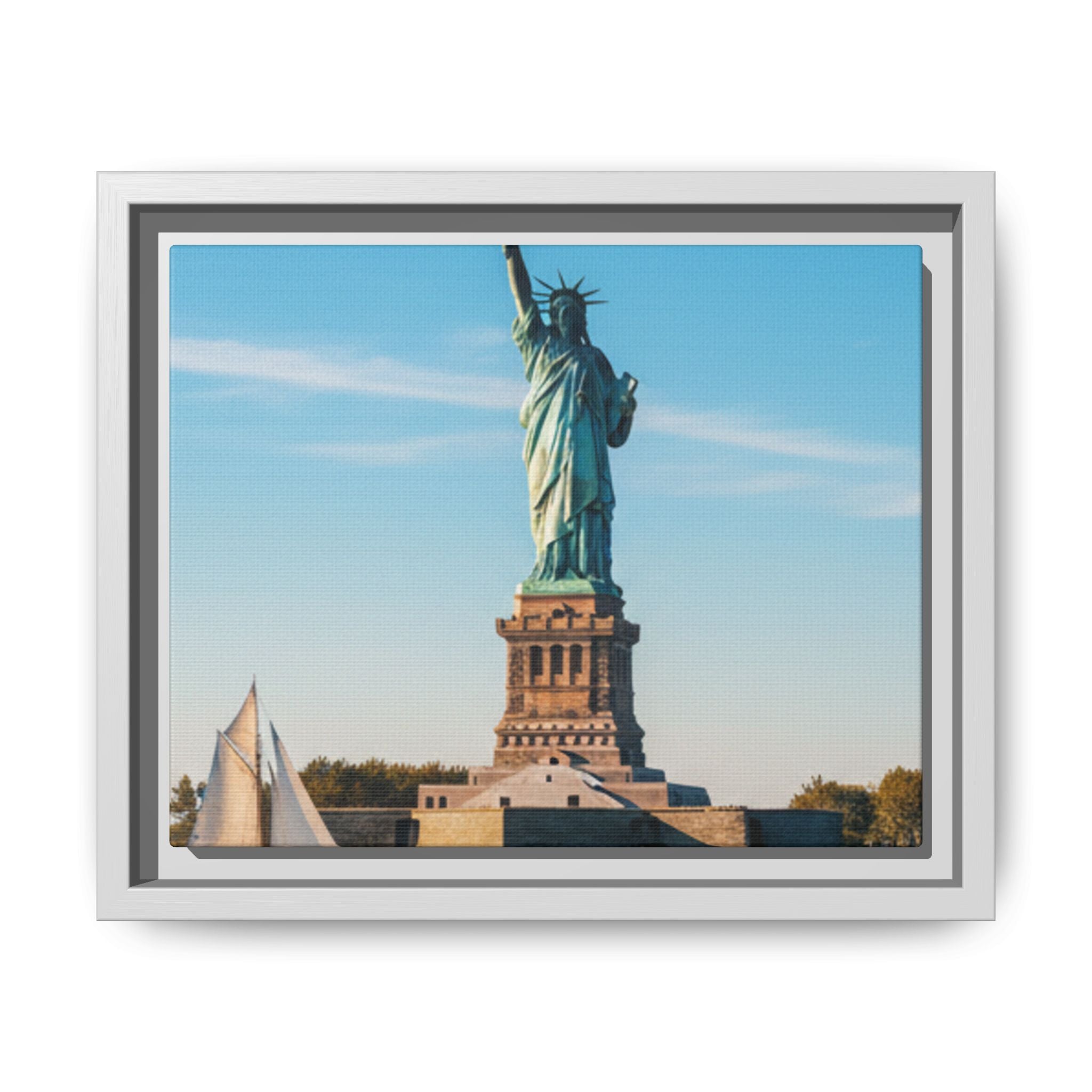 Statue of Liberty Matte Framed Canvas Print — New York City Landmark Wall Art