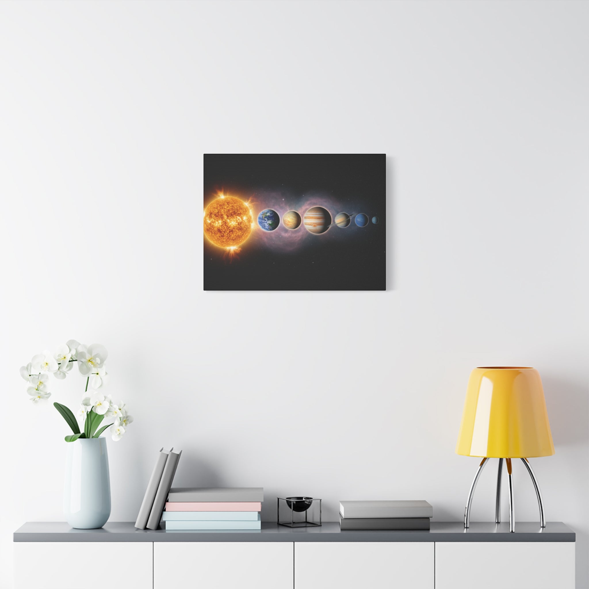 Stunning Solar System Art — Planet Lineup Matte Stretched Wall Art