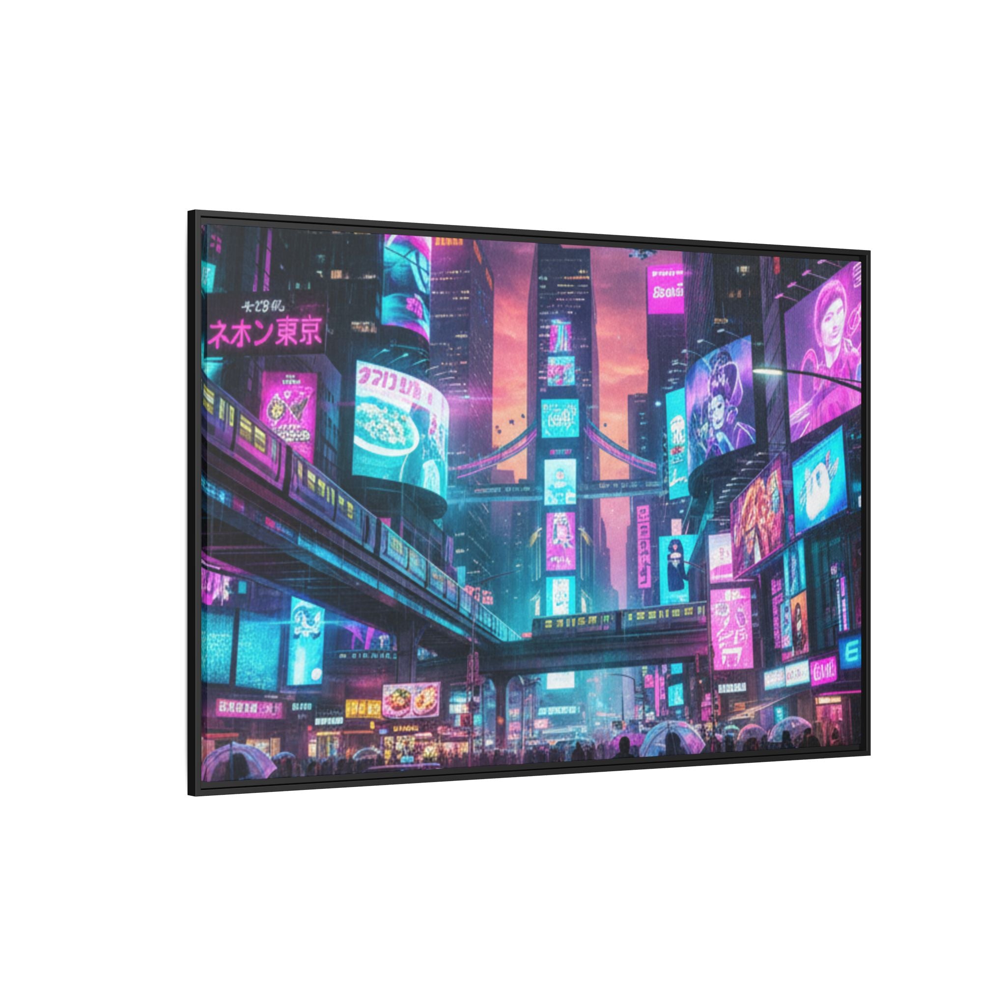 Bright Future Cityscape Vibrant Wall Art  — Framed Cyberpunk Wall Art