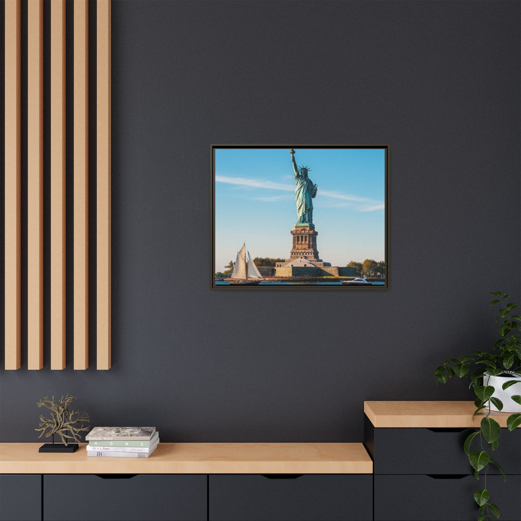 Statue of Liberty Matte Framed Canvas Print — New York City Landmark Wall Art