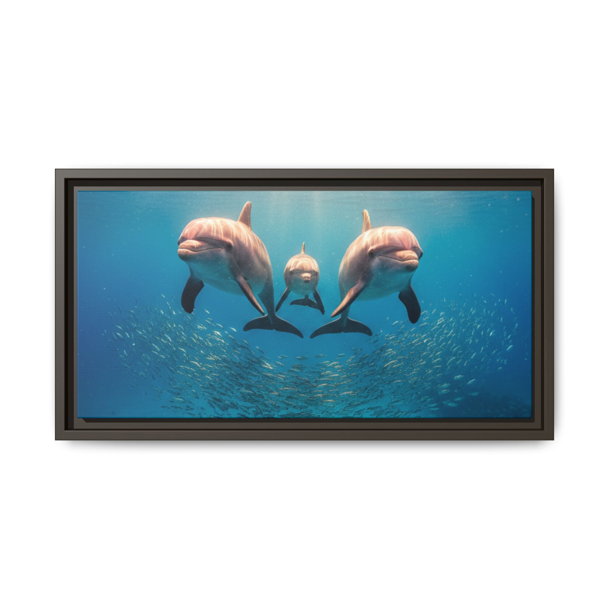 Framed Dolphin Canvas Print — Matte Ocean Wall Art
