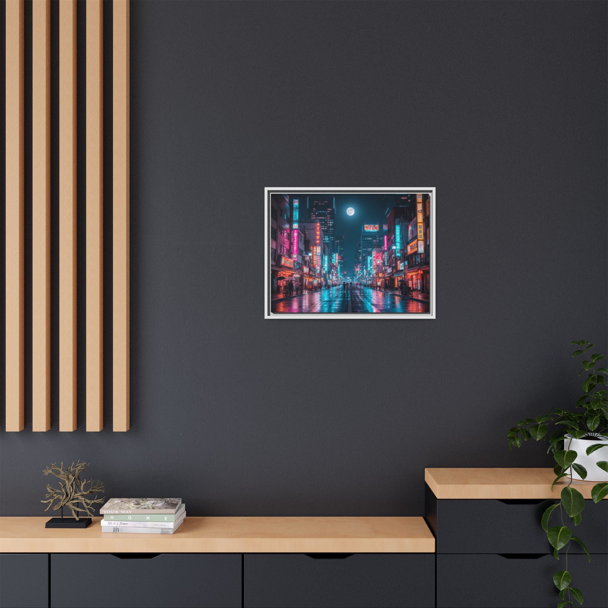 Japan Nightscape Canvas Framed Print