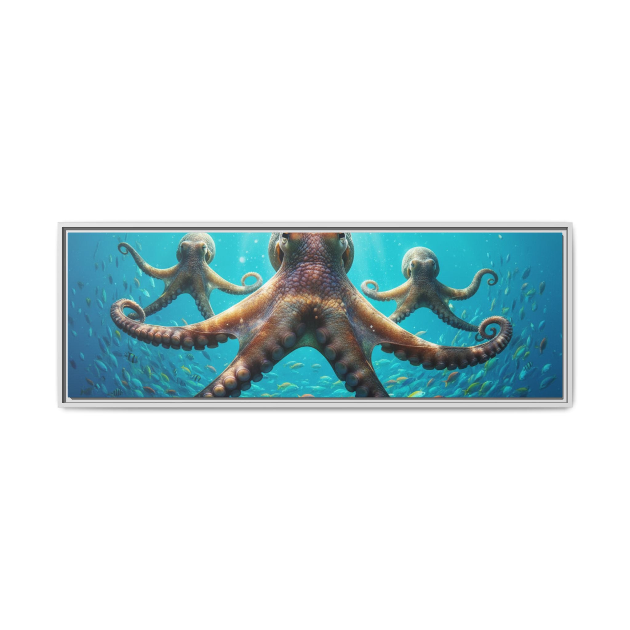 Framed Octopus Art Print — Vibrant Underwater Canvas Wall Decor