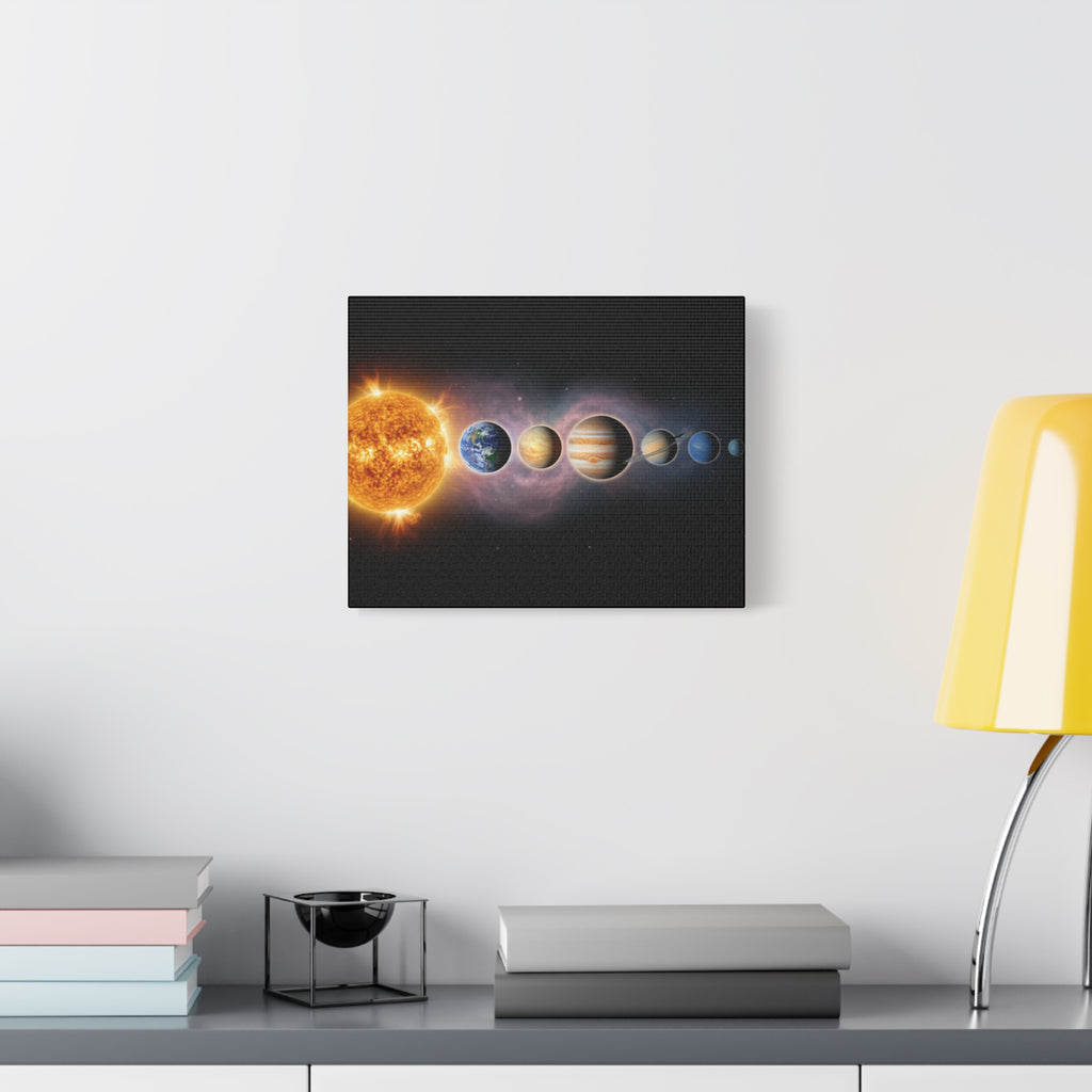 Stunning Solar System Art — Planet Lineup Matte Stretched Wall Art
