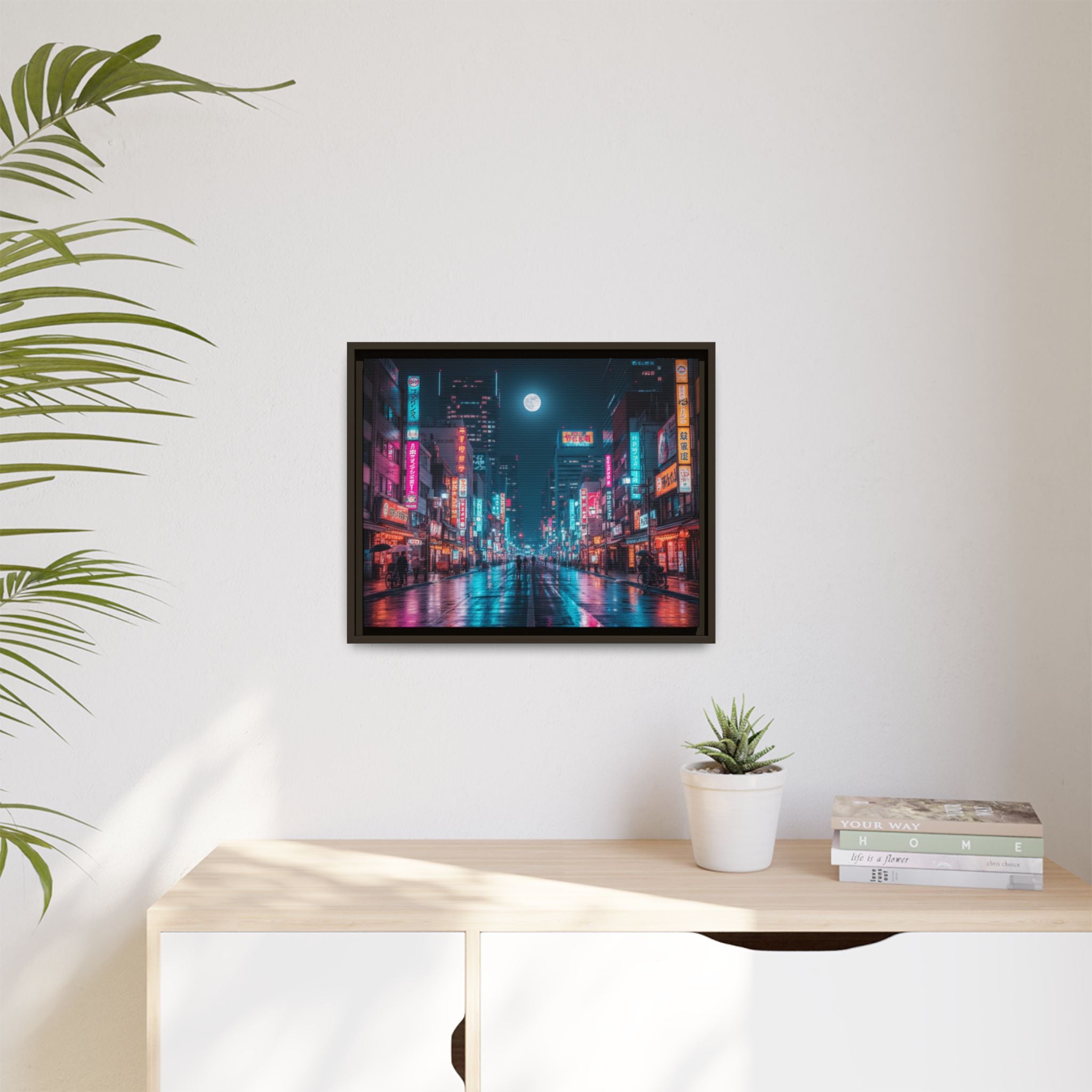 Japan Nightscape Canvas Framed Print