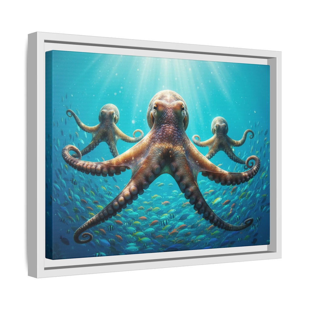 Framed Octopus Art Print — Vibrant Underwater Canvas Wall Decor