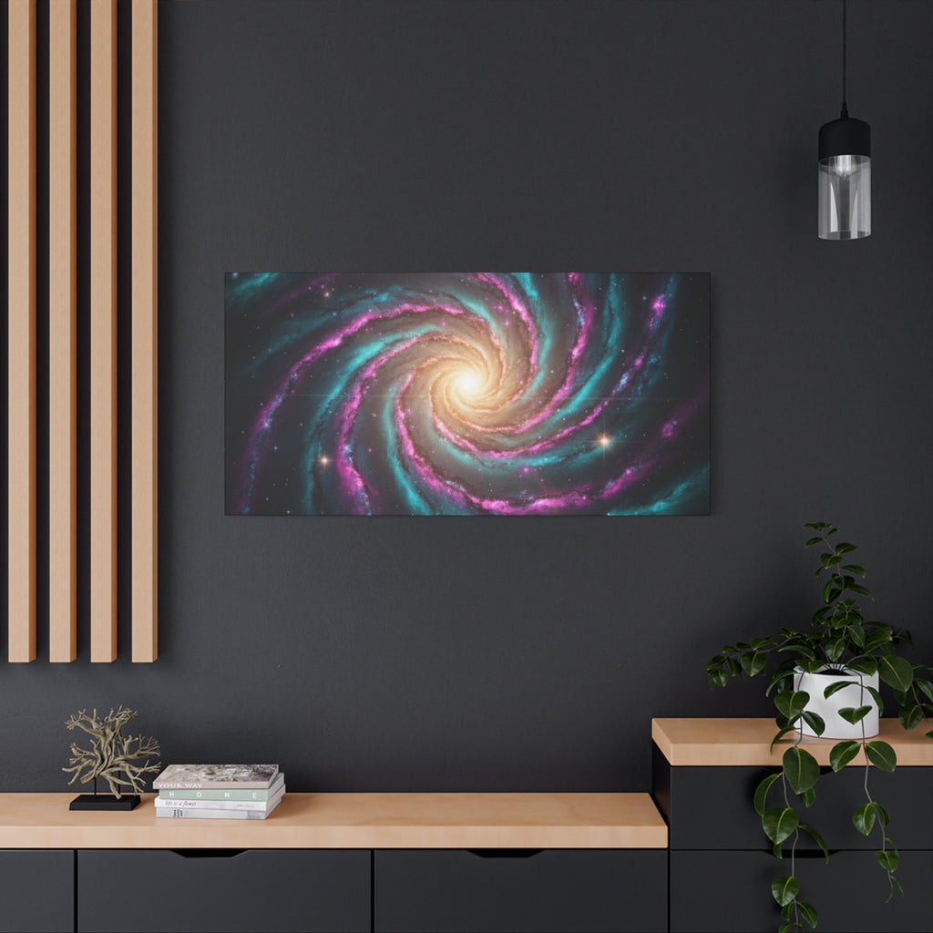 Spiral Galaxy Matte Canvas Wall Art — Vibrant Cosmic Nebula Print