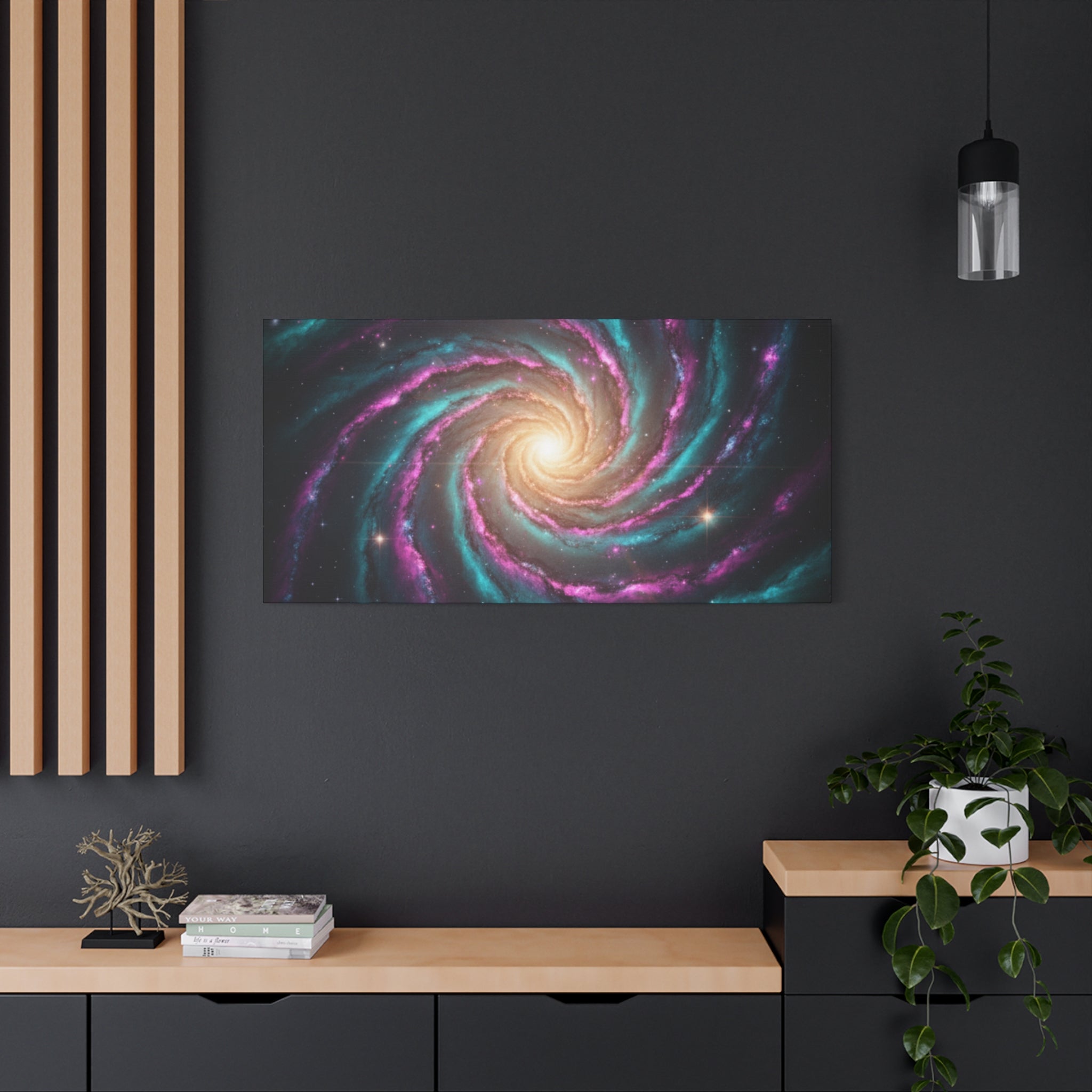 Spiral Galaxy Matte Canvas Wall Art — Vibrant Cosmic Nebula Print