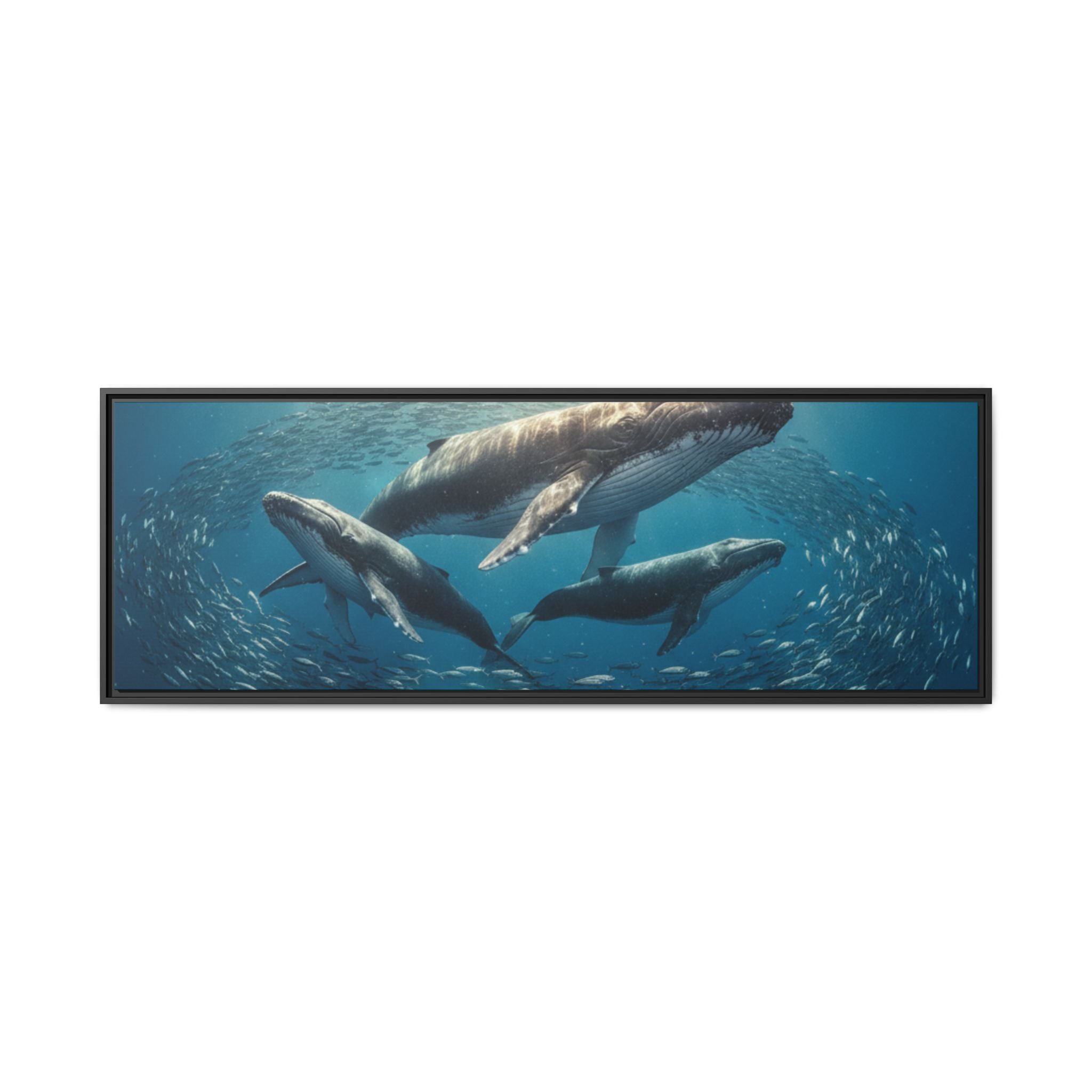 Stunning Whale Family Canvas Wall Art - Framed