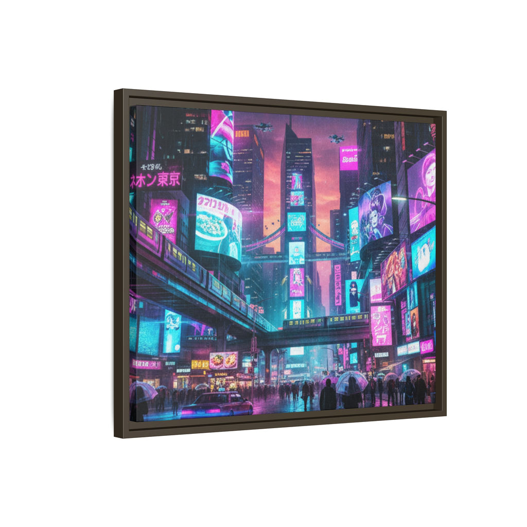 Bright Future Cityscape Vibrant Wall Art  — Framed Cyberpunk Wall Art