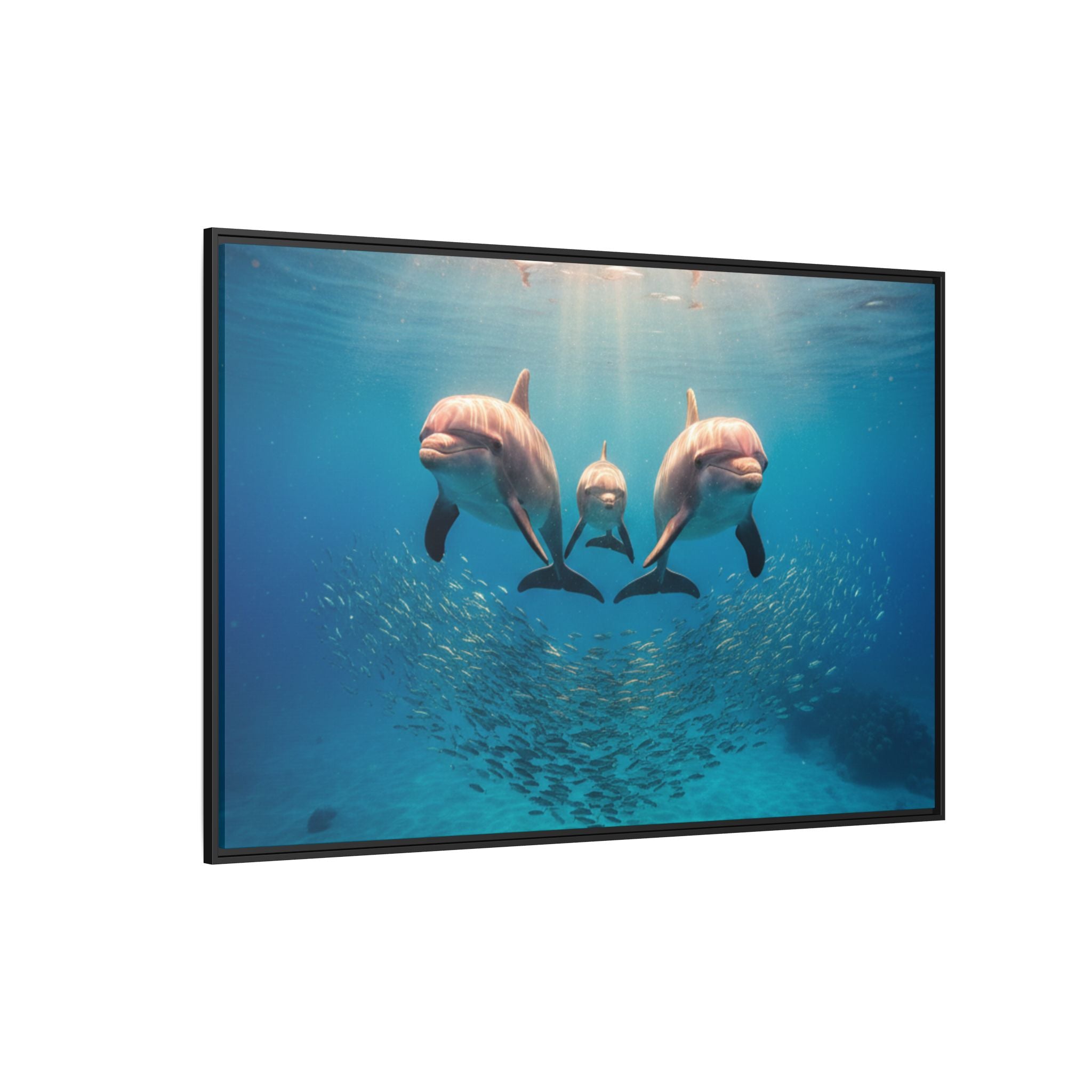Framed Dolphin Canvas Print — Matte Ocean Wall Art