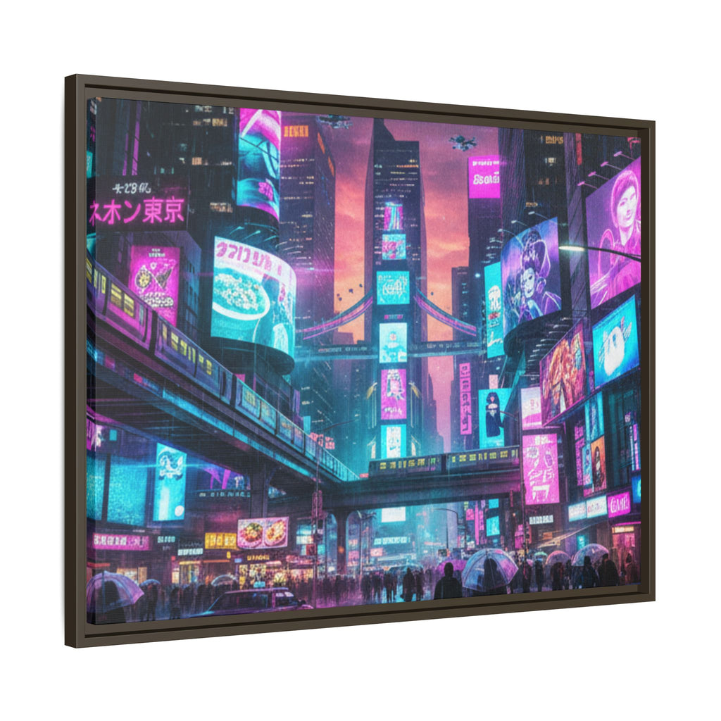 Bright Future Cityscape Vibrant Wall Art  — Framed Cyberpunk Wall Art