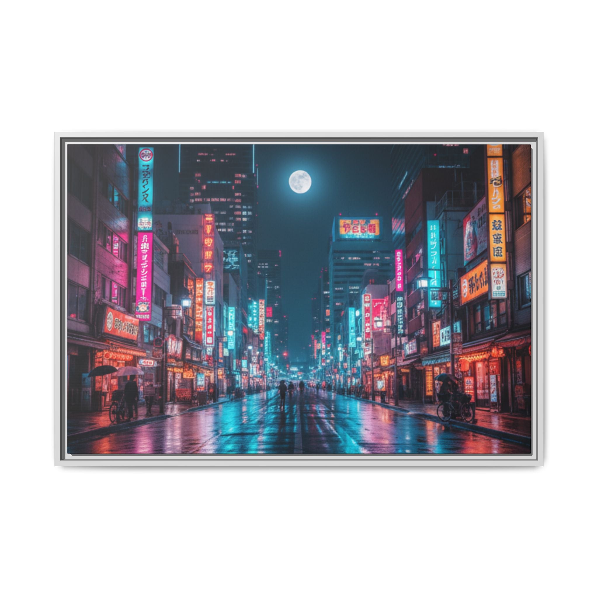 Japan Nightscape Canvas Framed Print