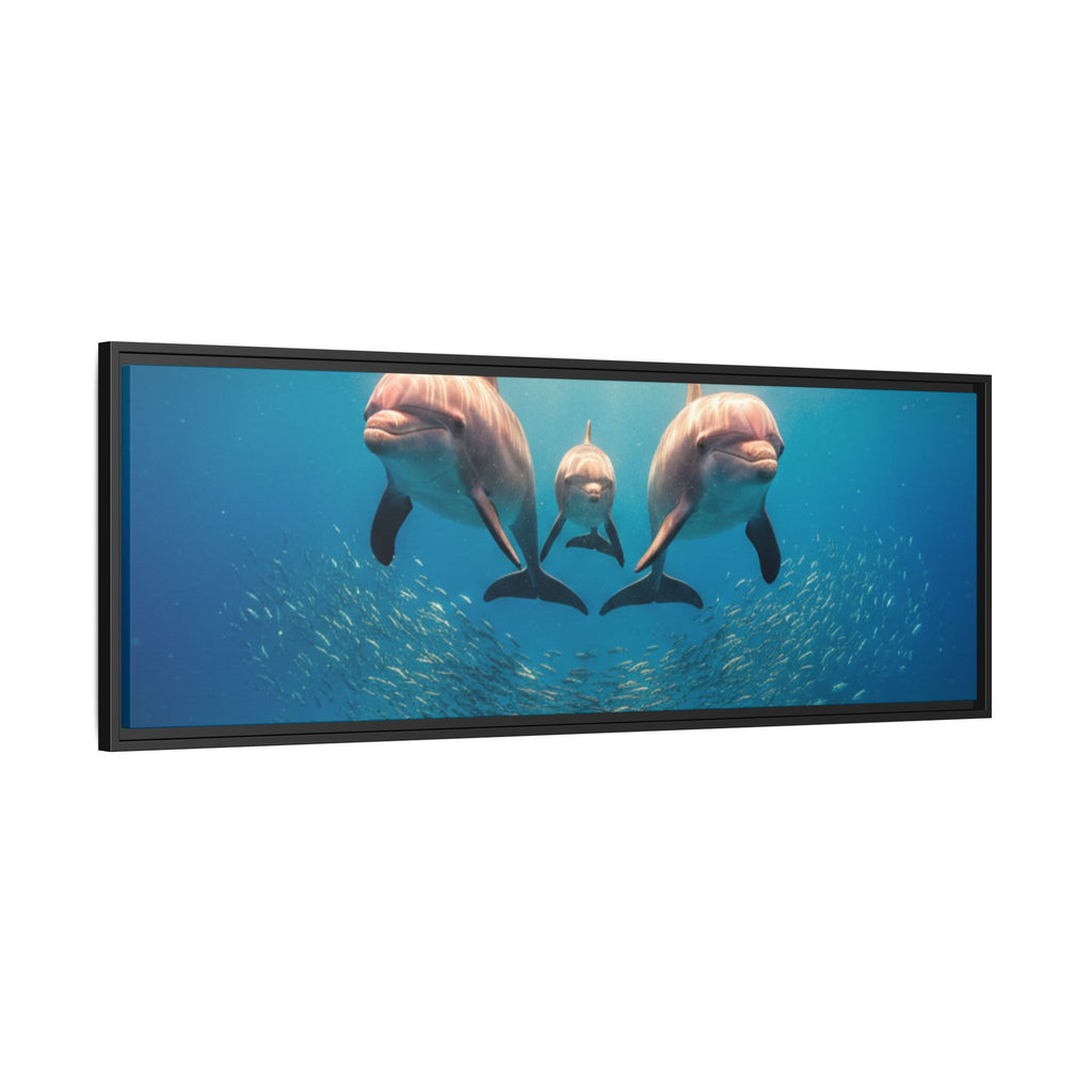 Framed Dolphin Canvas Print — Matte Ocean Wall Art