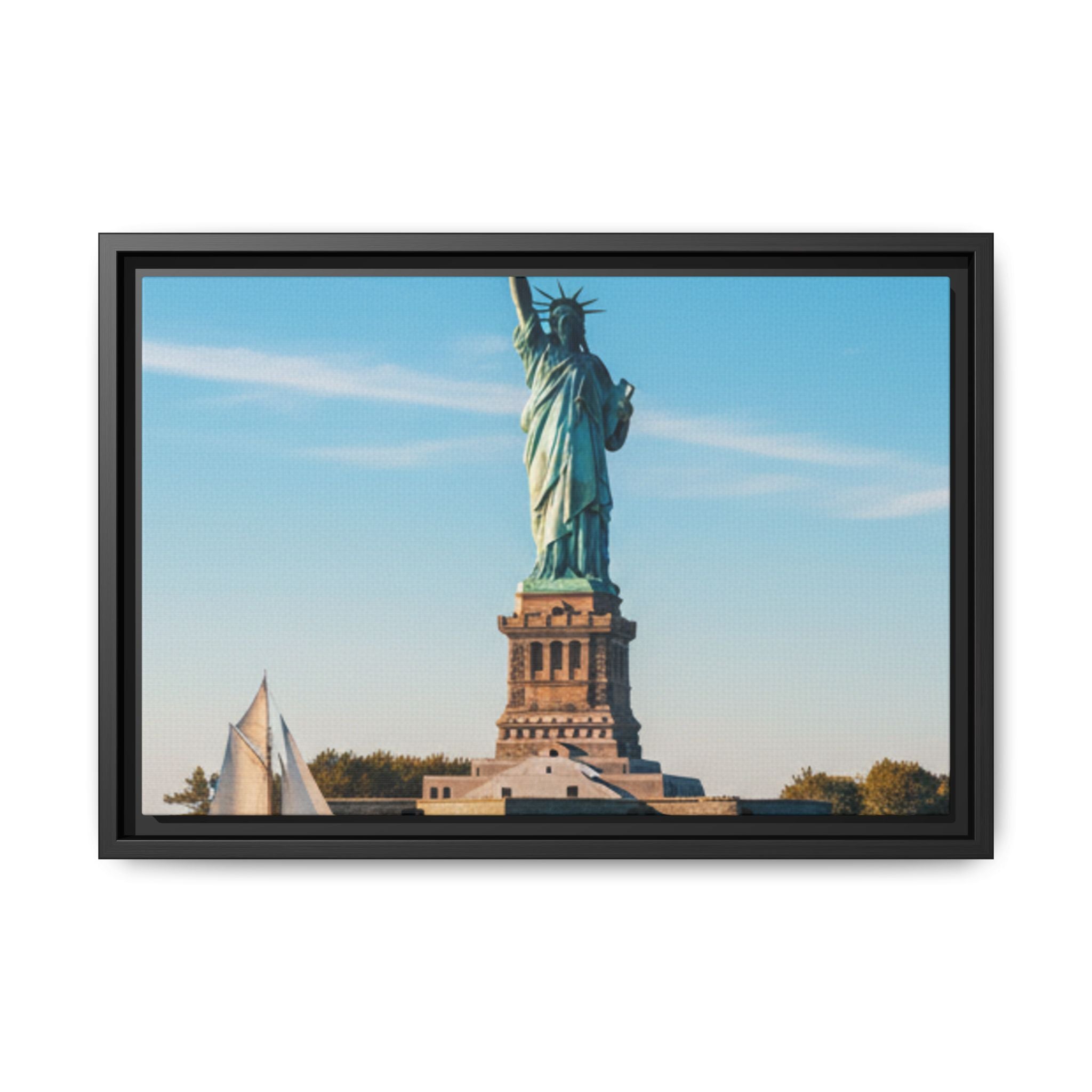 Statue of Liberty Matte Framed Canvas Print — New York City Landmark Wall Art