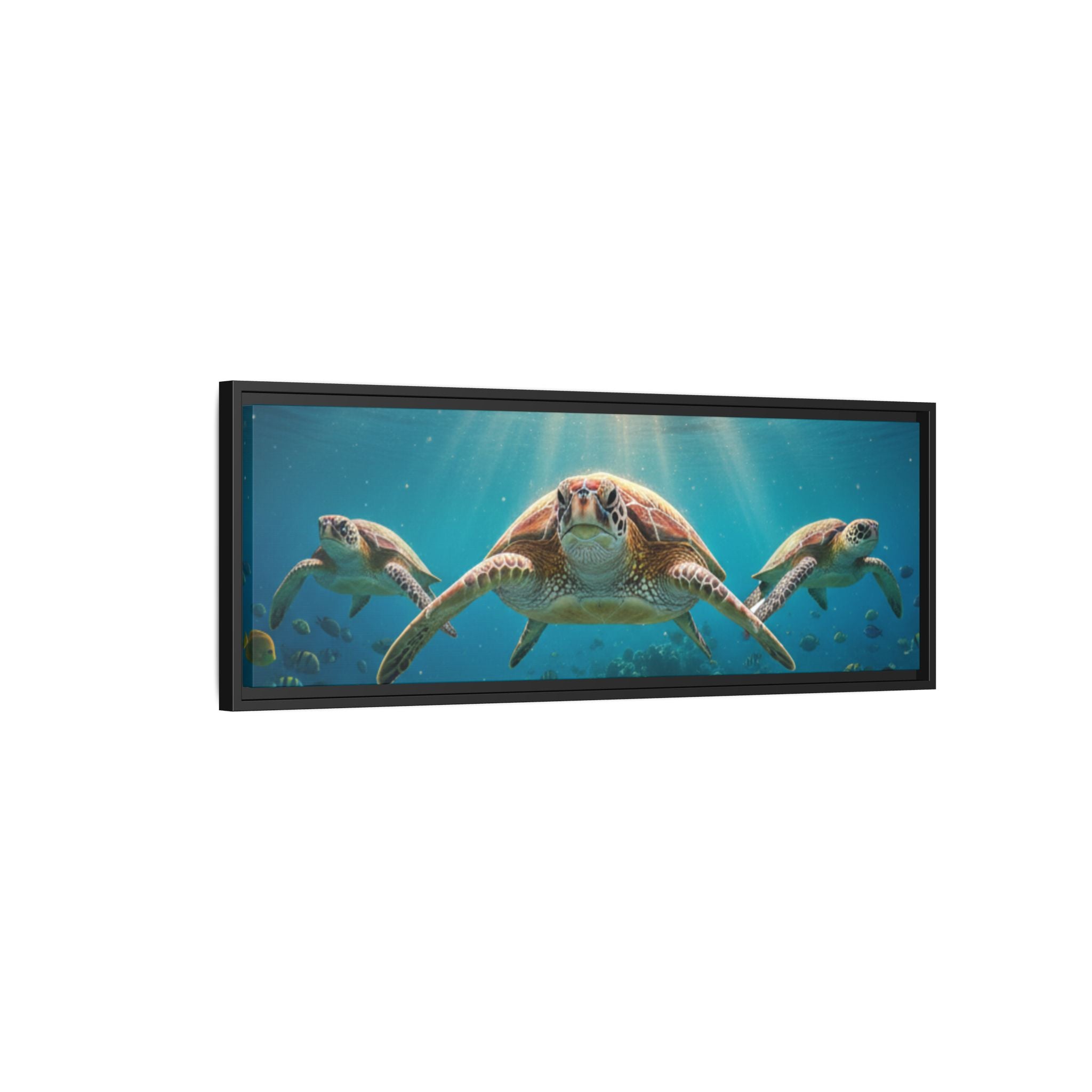Sea Turtle Ocean Art — Framed Matte Canvas Wall Art