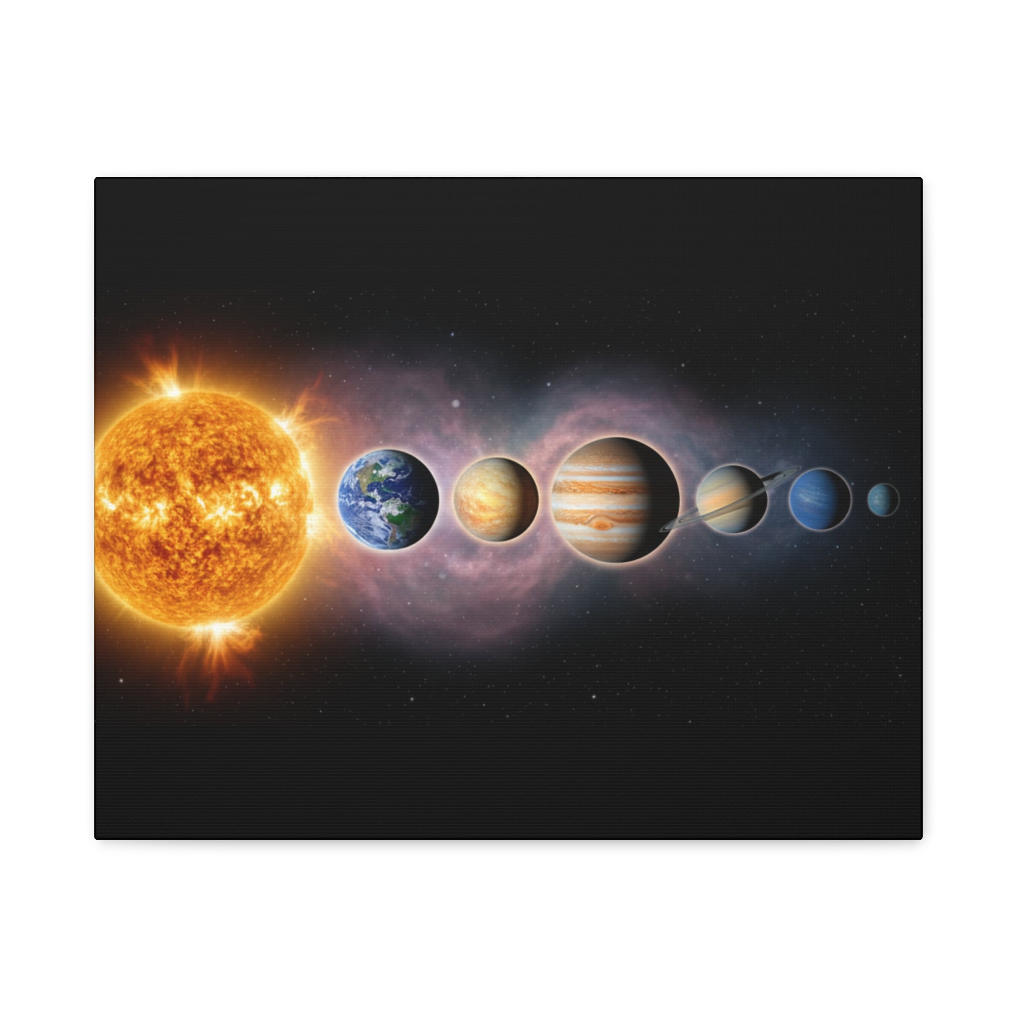 Stunning Solar System Art — Planet Lineup Matte Stretched Wall Art