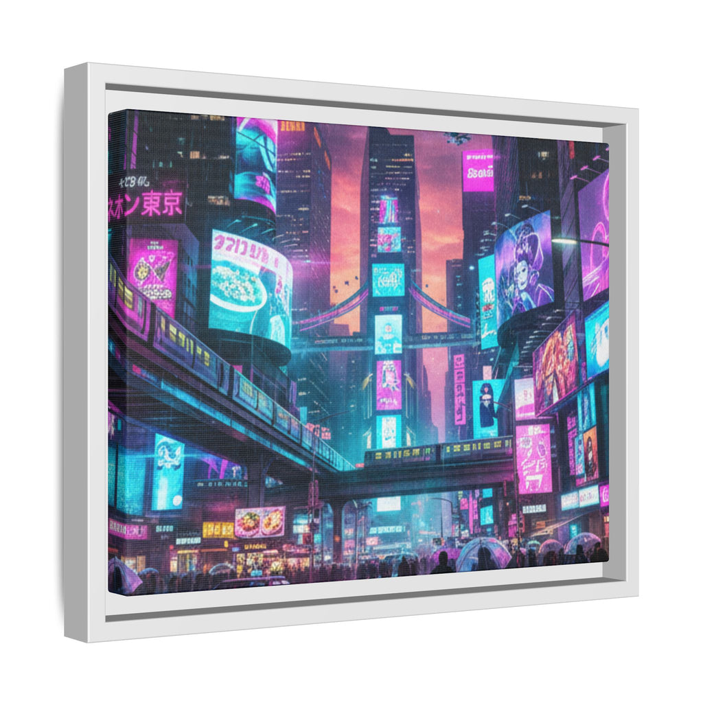 Bright Future Cityscape Vibrant Wall Art  — Framed Cyberpunk Wall Art