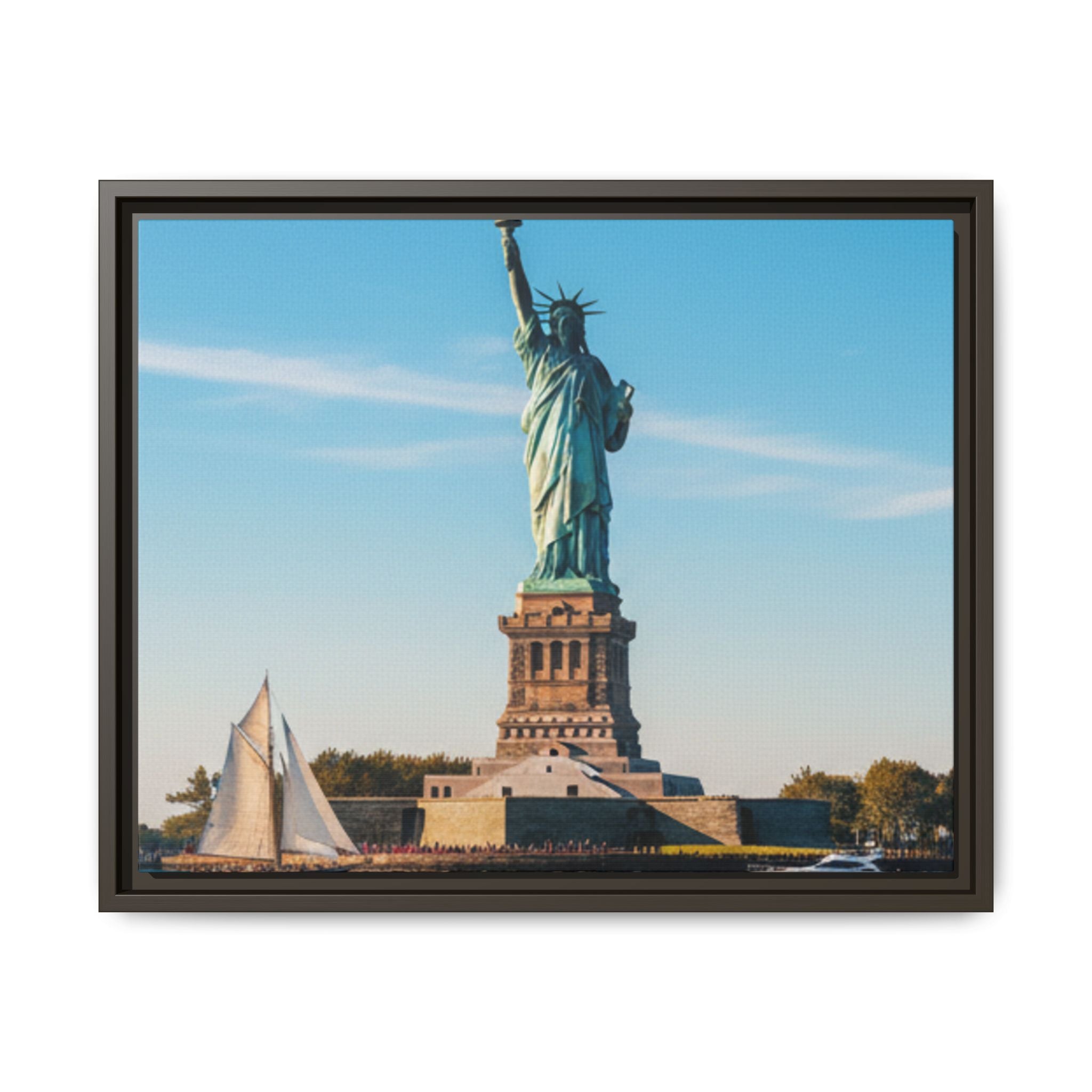 Statue of Liberty Matte Framed Canvas Print — New York City Landmark Wall Art