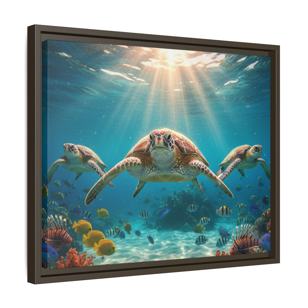 Sea Turtle Ocean Art — Framed Matte Canvas Wall Art