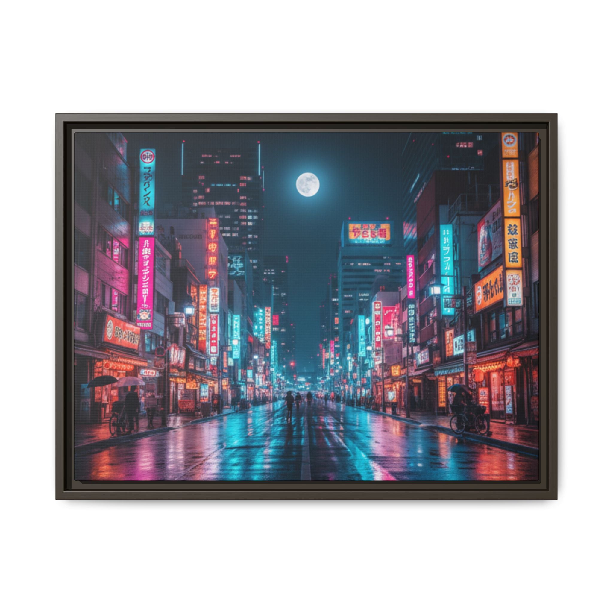 Japan Nightscape Canvas Framed Print