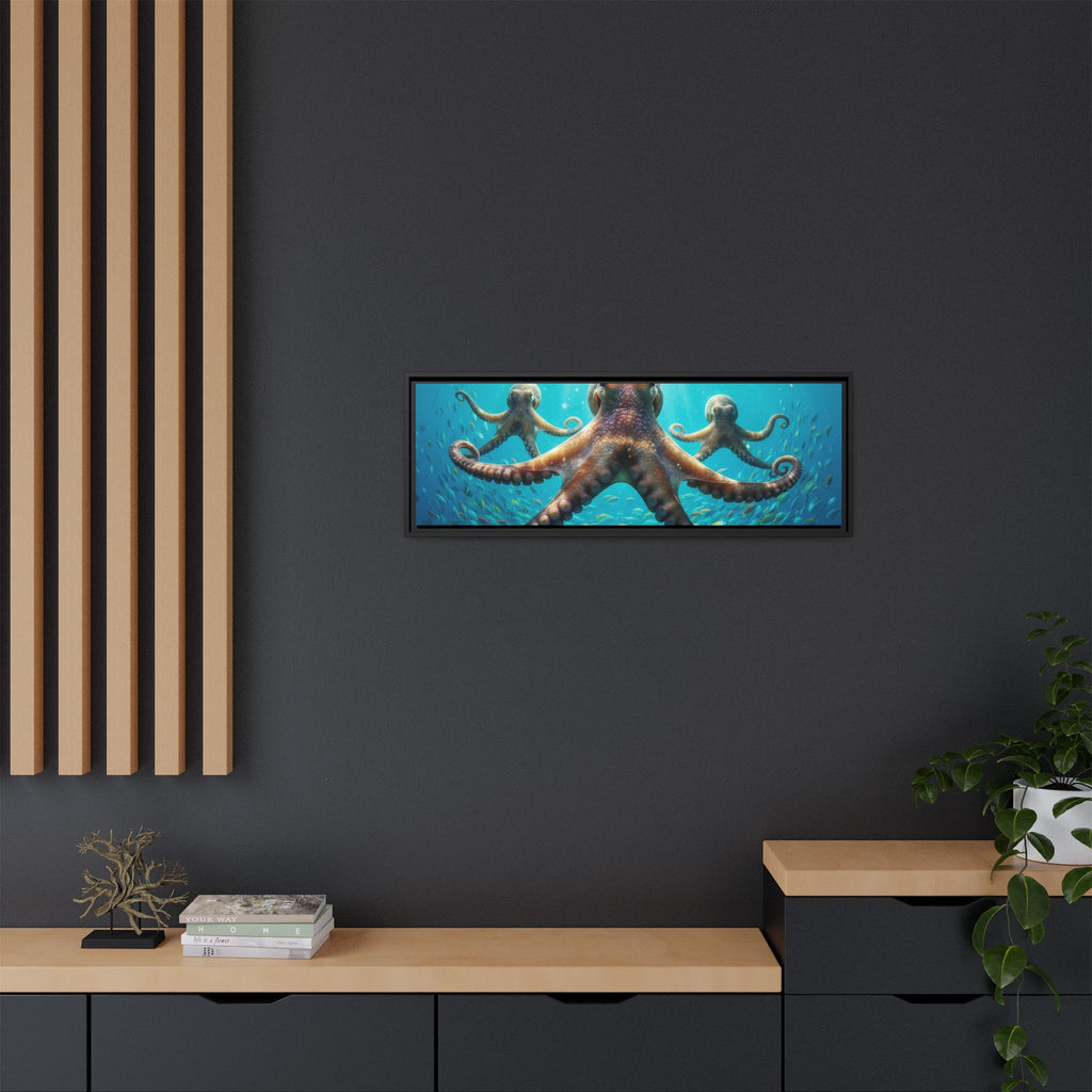 Framed Octopus Art Print — Vibrant Underwater Canvas Wall Decor