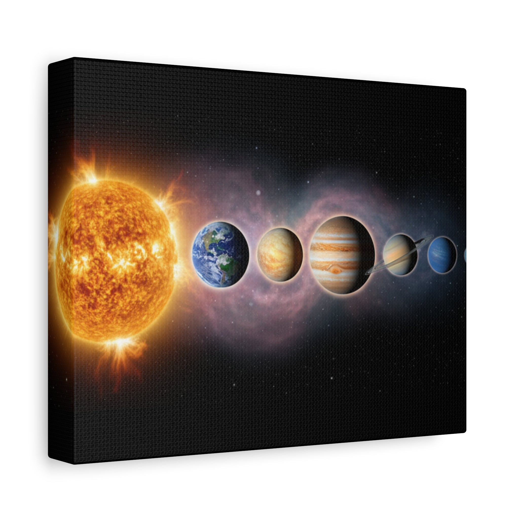 Stunning Solar System Art — Planet Lineup Matte Stretched Wall Art