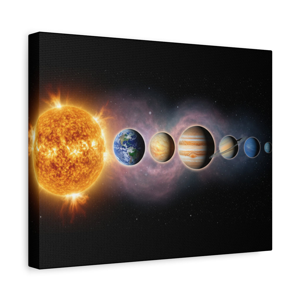 Stunning Solar System Art — Planet Lineup Matte Stretched Wall Art