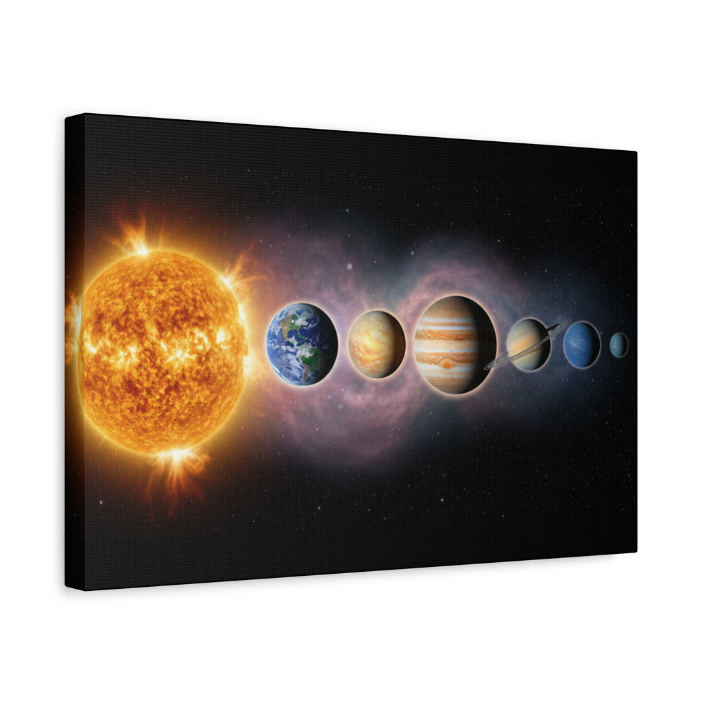 Stunning Solar System Art — Planet Lineup Matte Stretched Wall Art