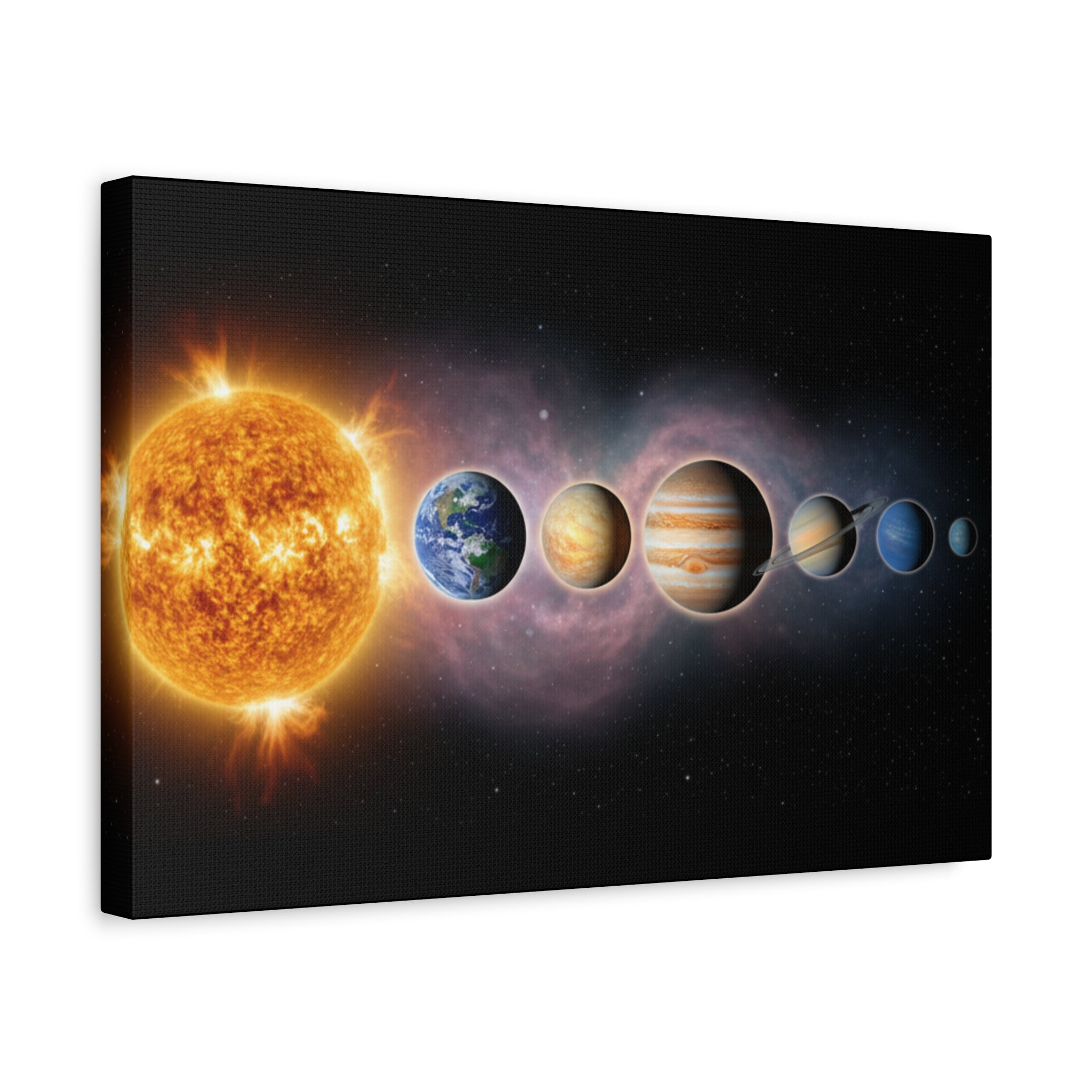 Stunning Solar System Art — Planet Lineup Matte Stretched Wall Art