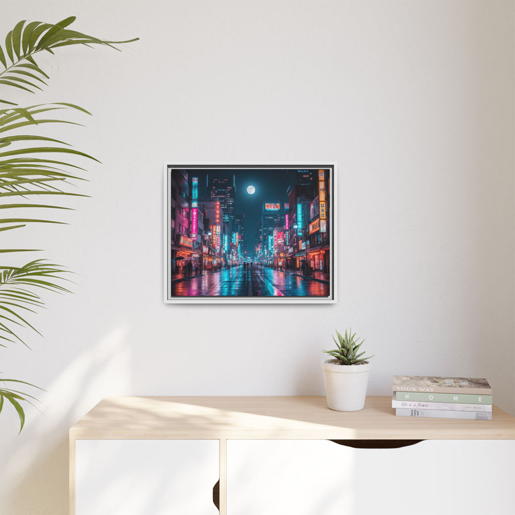 Japan Nightscape Canvas Framed Print