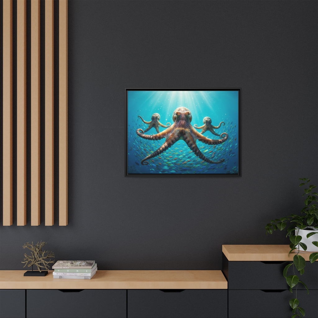 Framed Octopus Art Print — Vibrant Underwater Canvas Wall Decor