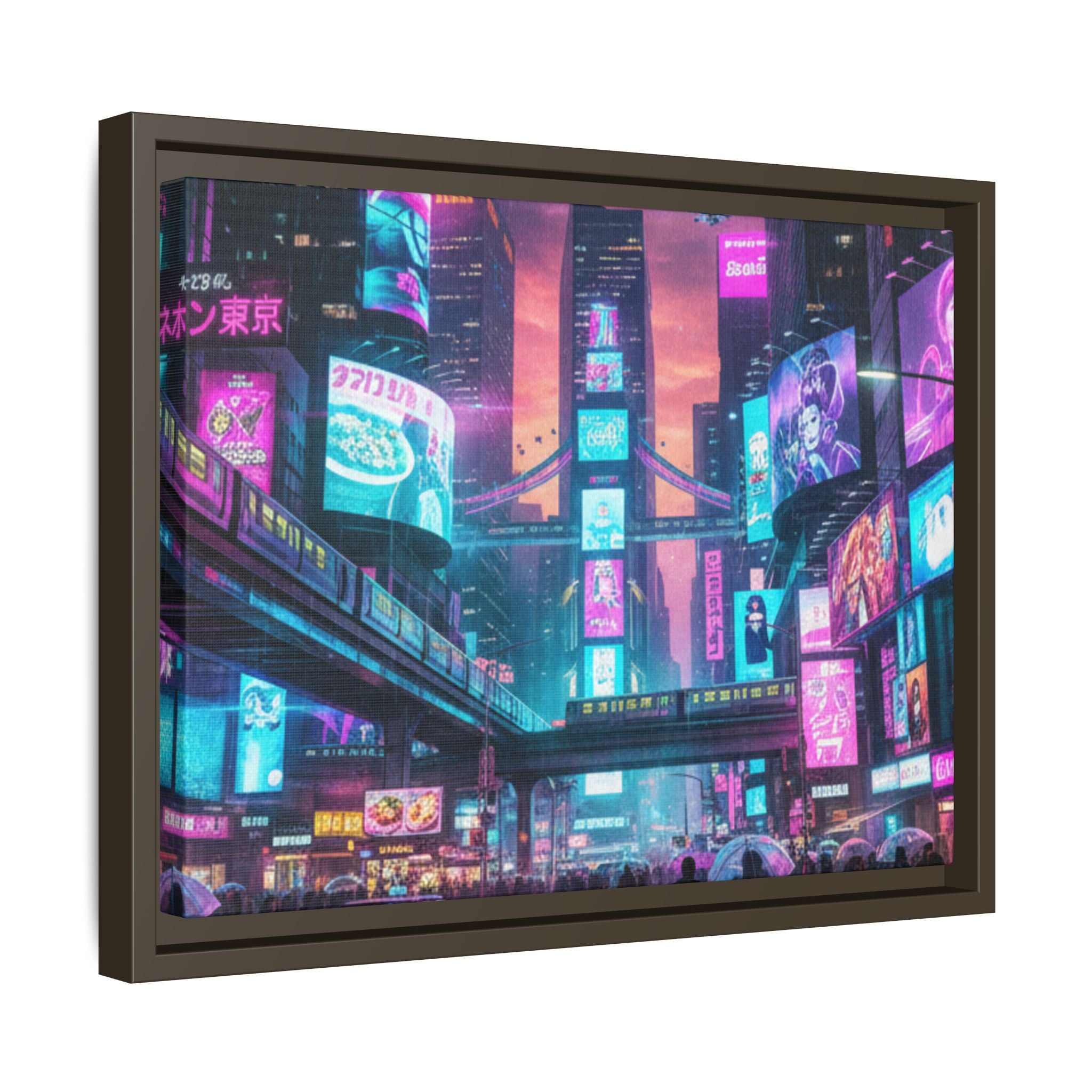 Bright Future Cityscape Vibrant Wall Art  — Framed Cyberpunk Wall Art