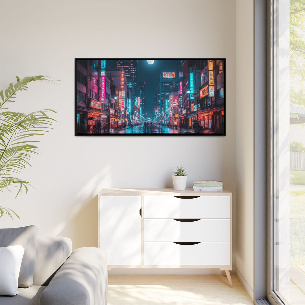 Japan Nightscape Canvas Framed Print