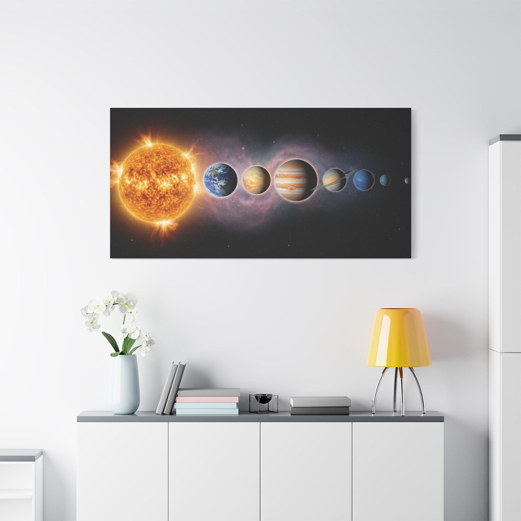 Stunning Solar System Art — Planet Lineup Matte Stretched Wall Art