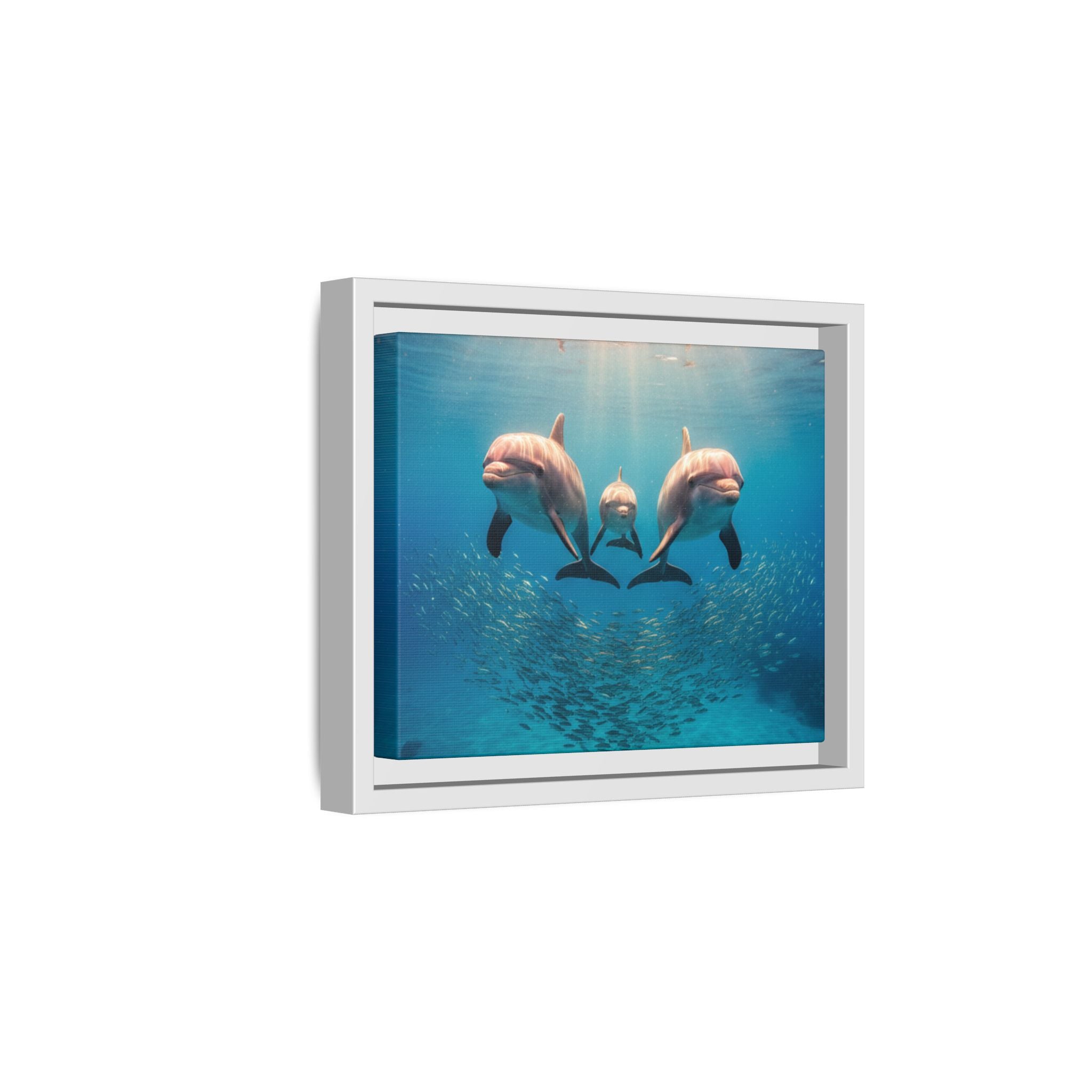 Framed Dolphin Canvas Print — Matte Ocean Wall Art