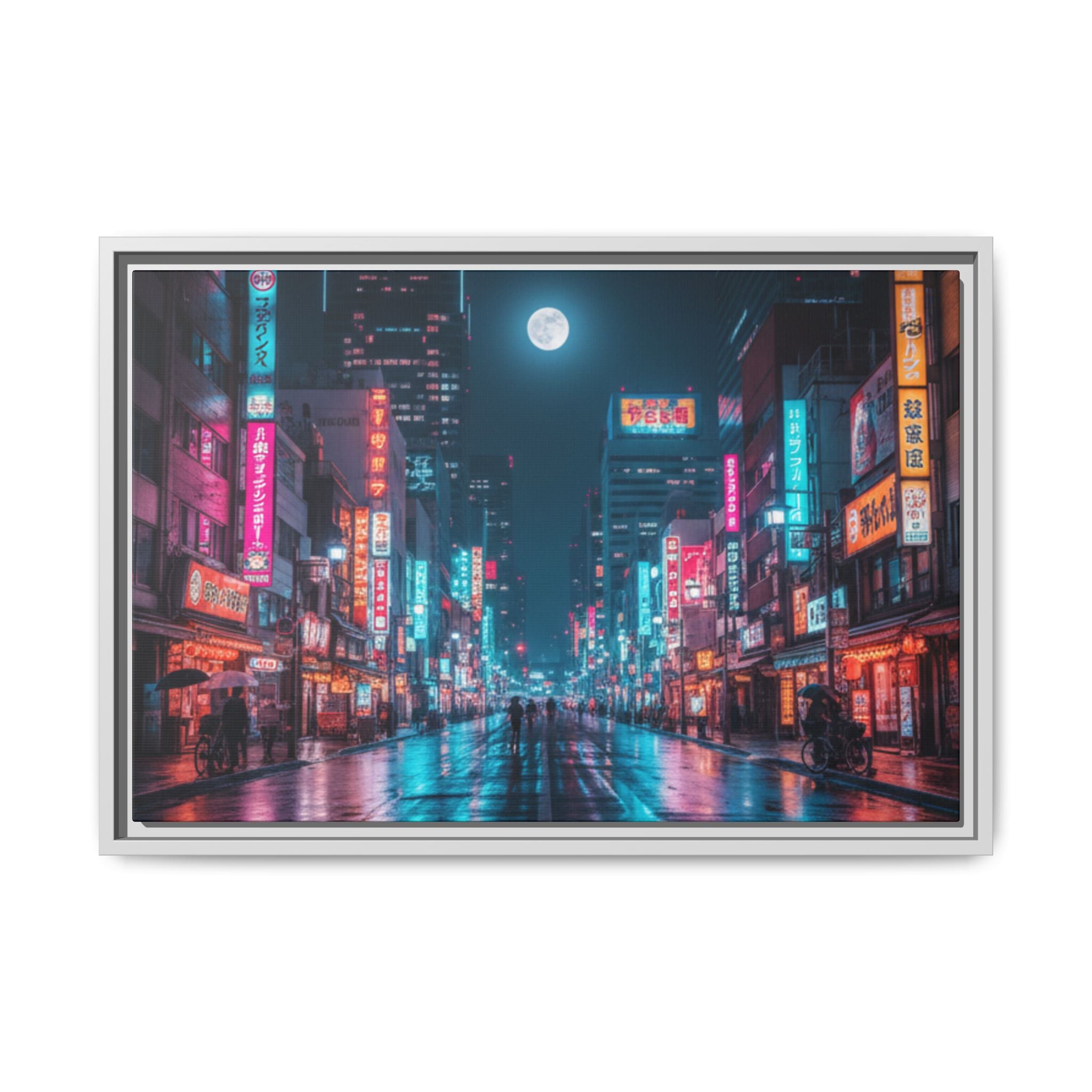 Japan Nightscape Canvas Framed Print