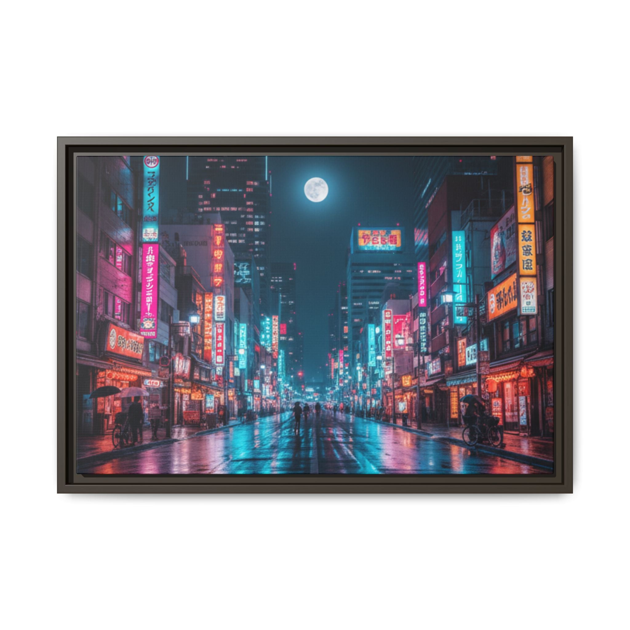 Japan Nightscape Canvas Framed Print