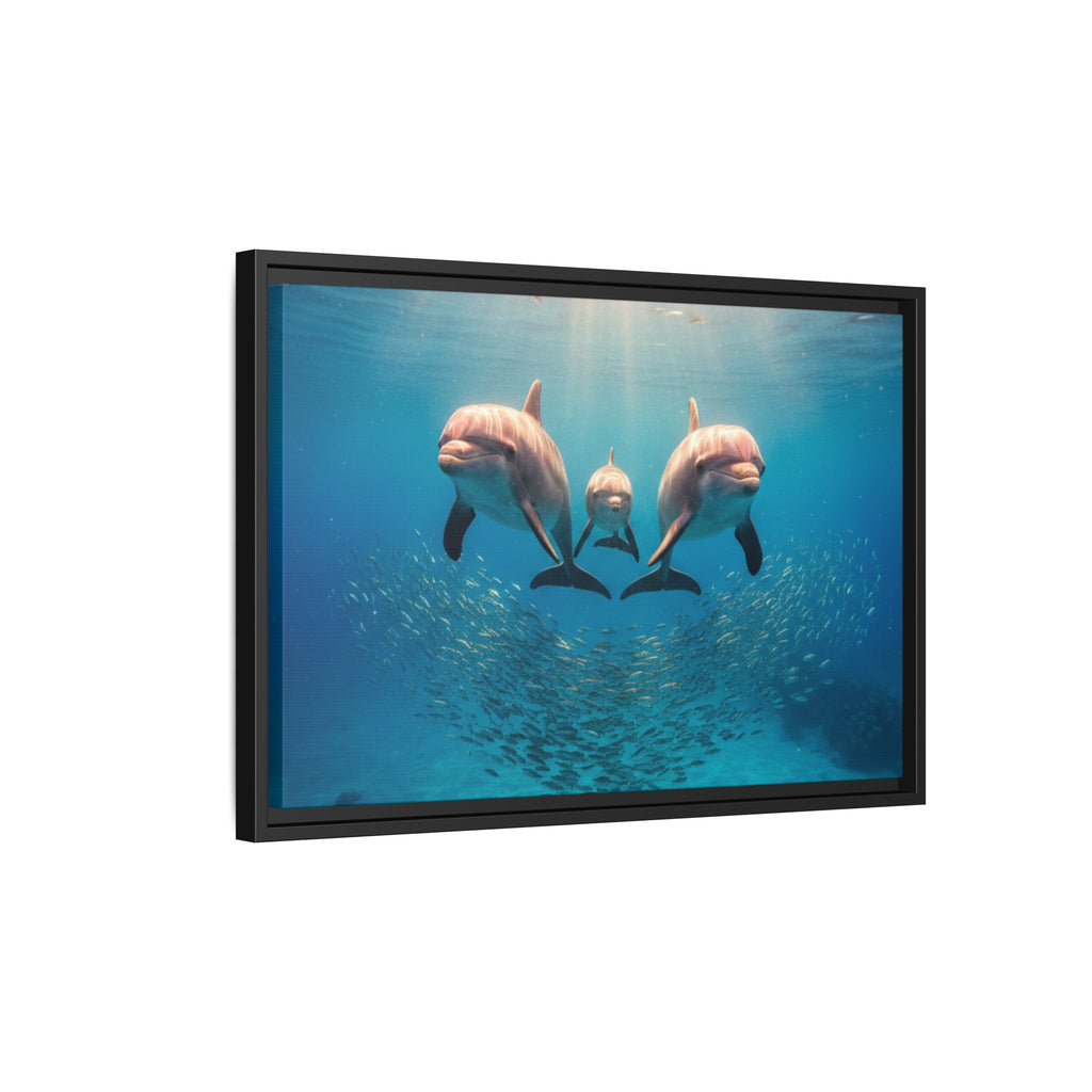 Framed Dolphin Canvas Print — Matte Ocean Wall Art