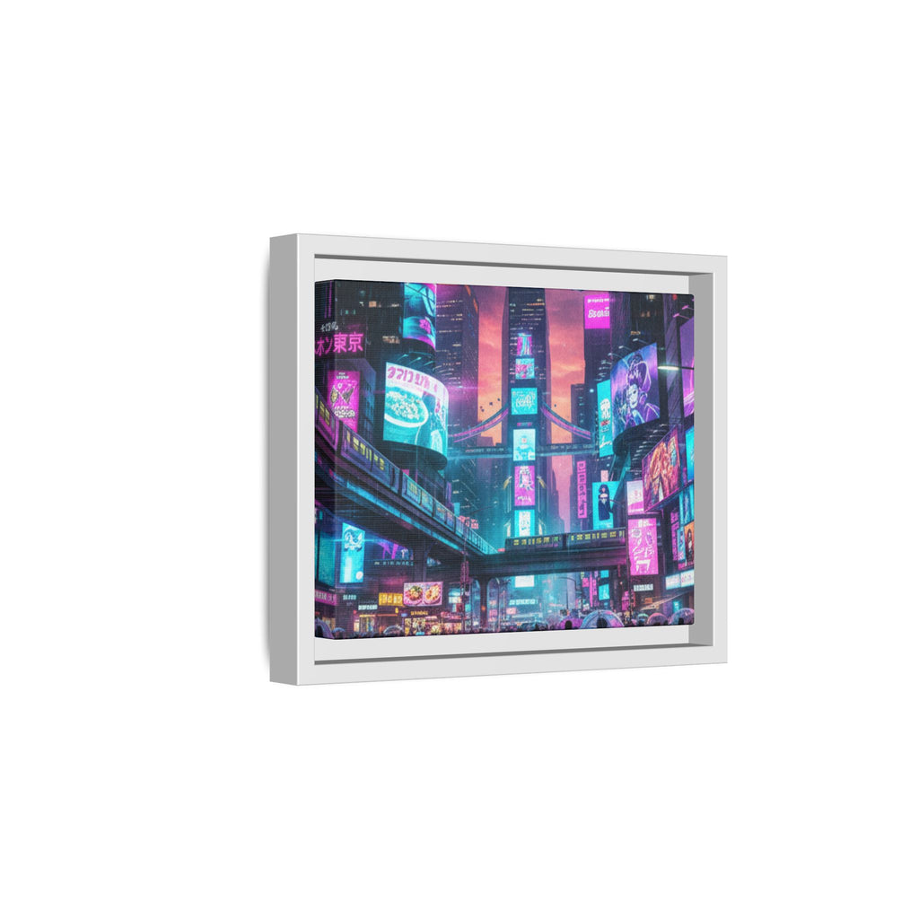 Bright Future Cityscape Vibrant Wall Art  — Framed Cyberpunk Wall Art