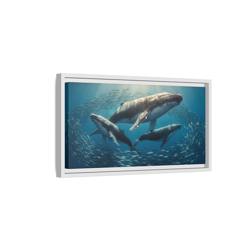 Stunning Whale Family Canvas Wall Art - Framed