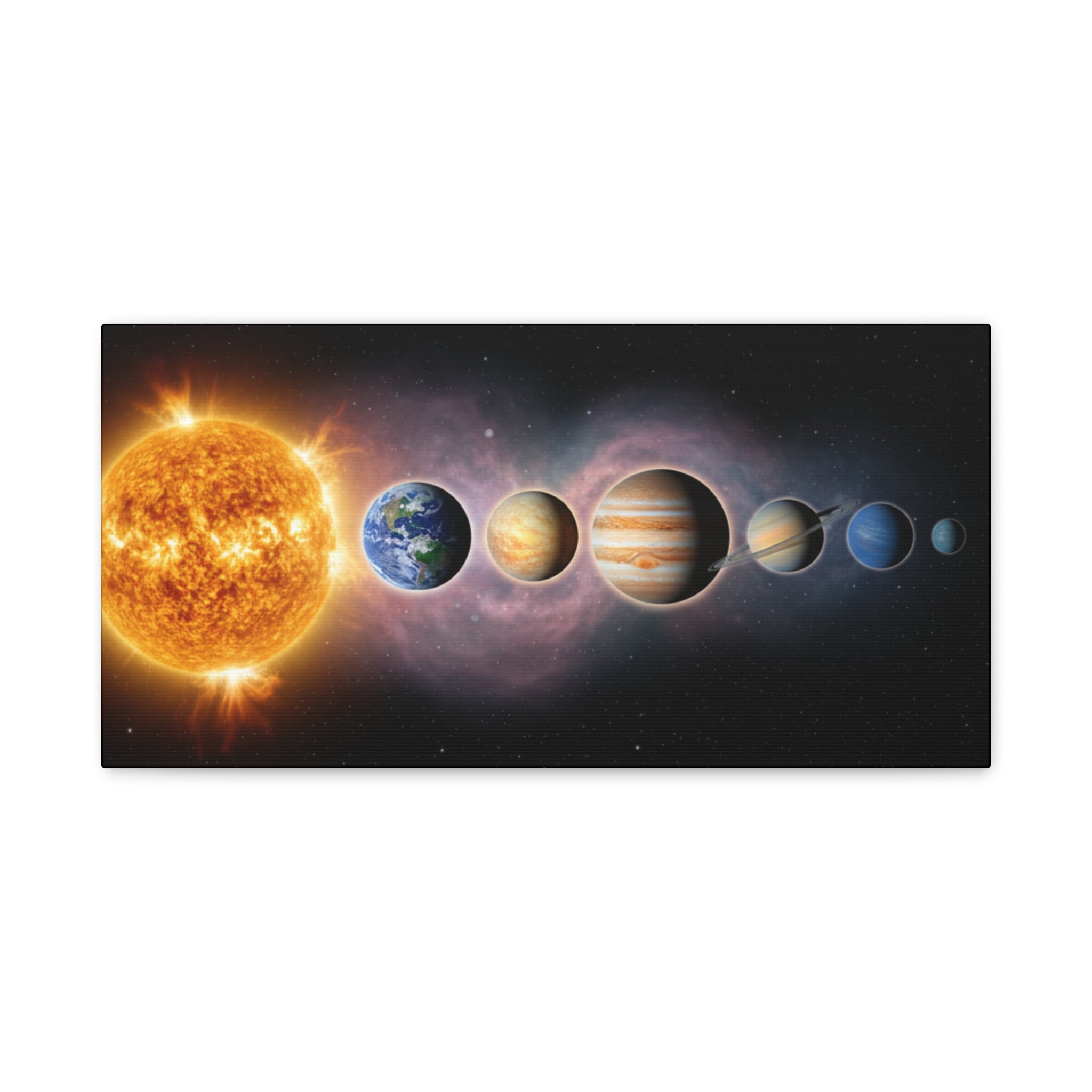 Stunning Solar System Art — Planet Lineup Matte Stretched Wall Art