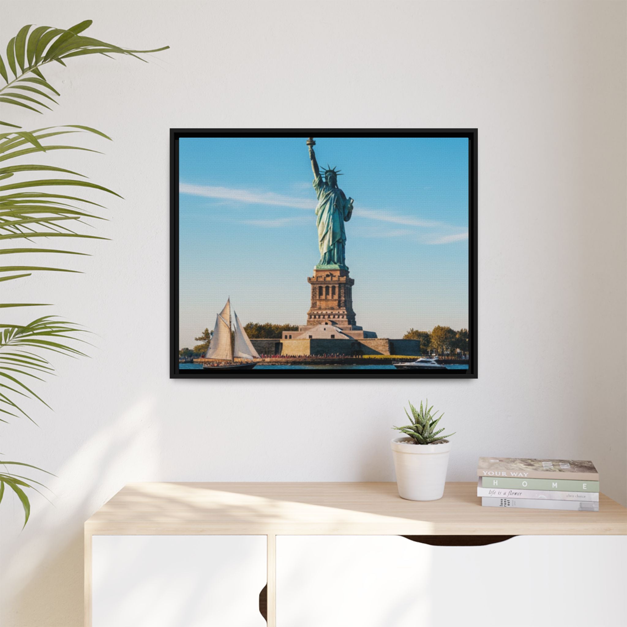 Statue of Liberty Matte Framed Canvas Print — New York City Landmark Wall Art