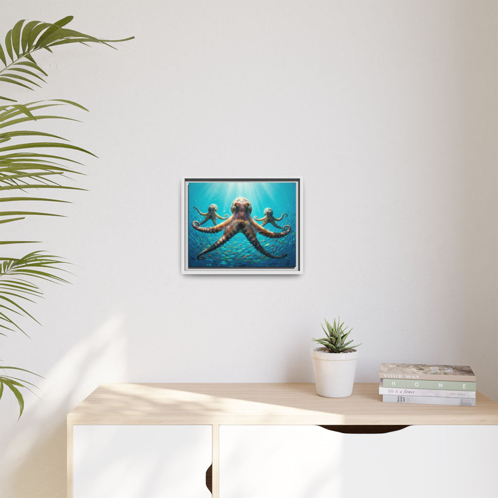 Framed Octopus Art Print — Vibrant Underwater Canvas Wall Decor