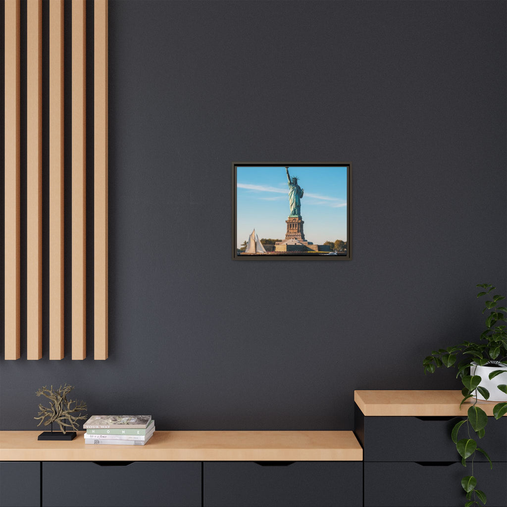 Statue of Liberty Matte Framed Canvas Print — New York City Landmark Wall Art