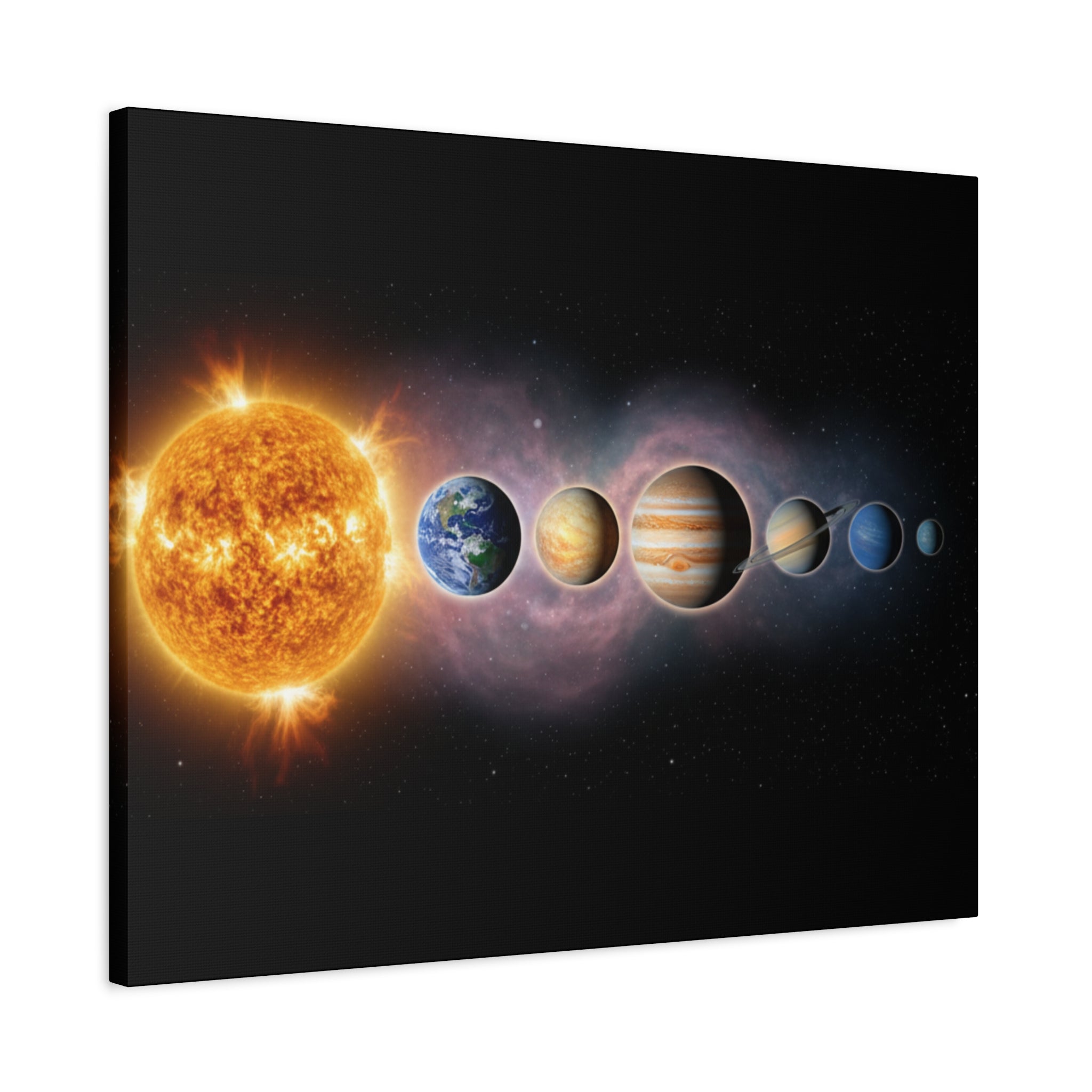 Stunning Solar System Art — Planet Lineup Matte Stretched Wall Art
