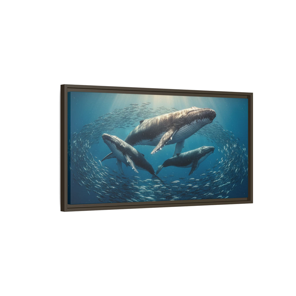 Stunning Whale Family Canvas Wall Art - Framed