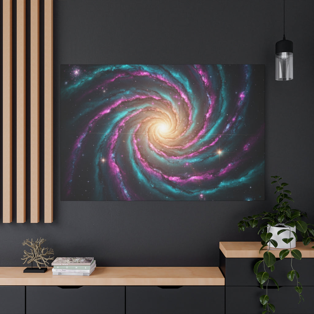 Spiral Galaxy Matte Canvas Wall Art — Vibrant Cosmic Nebula Print