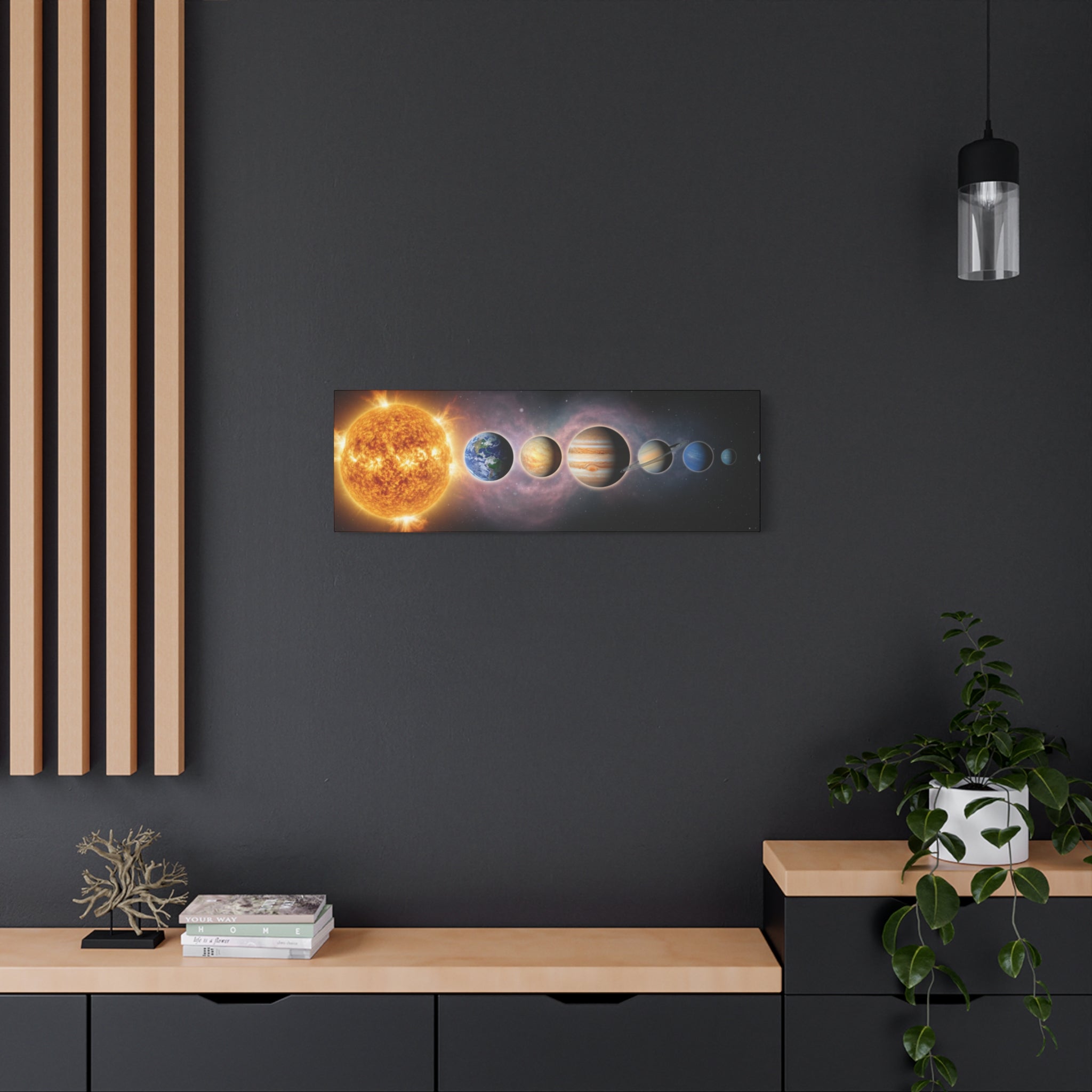 Stunning Solar System Art — Planet Lineup Matte Stretched Wall Art